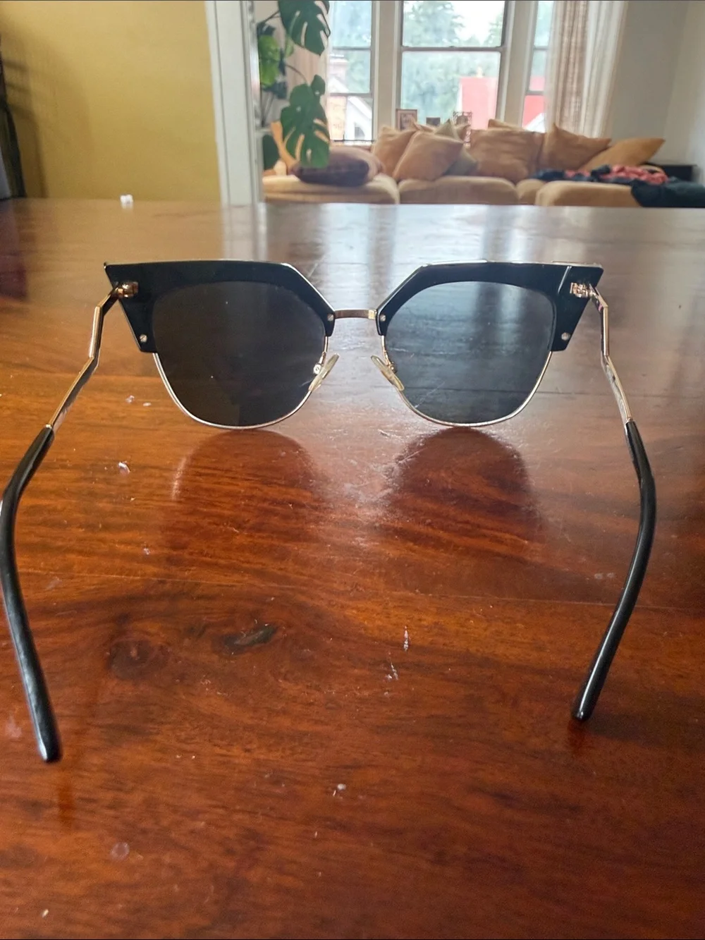 Fendi  Black and Gold Cat-Eye Sunglasses